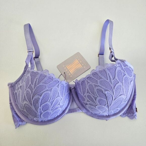 NWT Savage X Fenty | Not Sorry Lined Lace Bra In Purple Lavender, Womens 34DDD - Picture 4 of 10